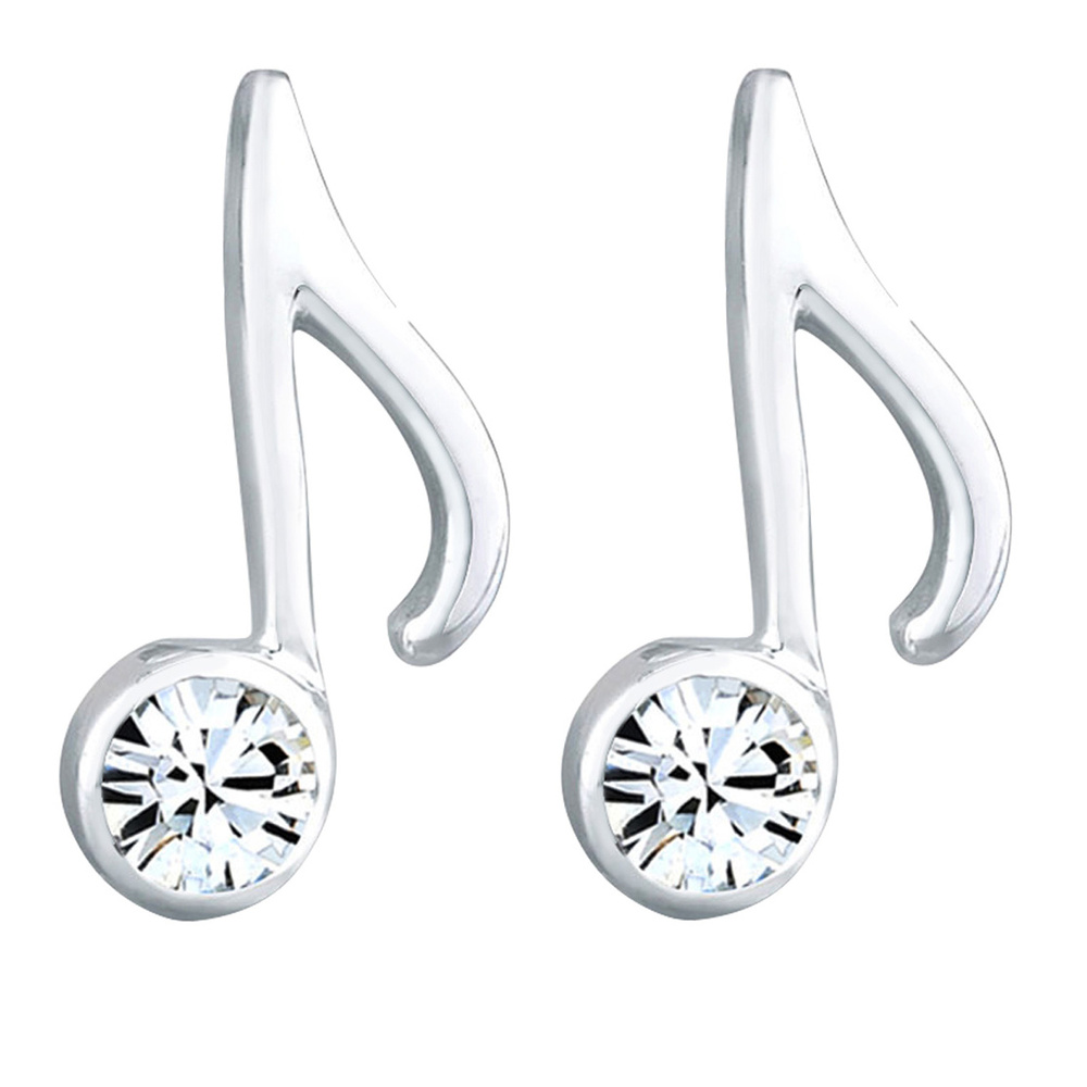 Elli Elli Boucles d'Oreilles Femmes Clous d'oreilles Note Musique avec Cristal en Arge Boucles d'oreilles