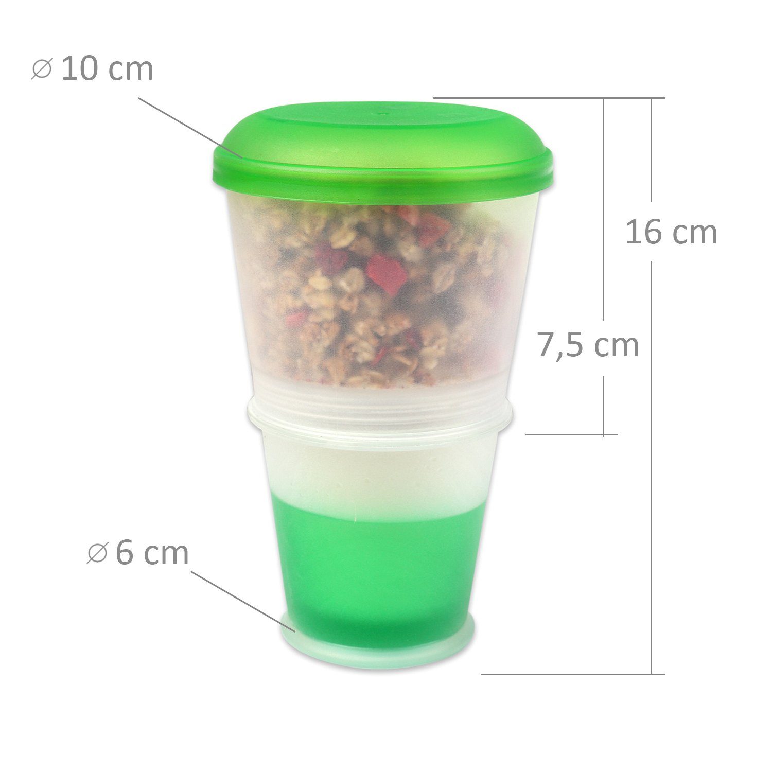 Schramm Joghurtgläser Schramm® Joghurtbecher 7 Farben to go Müsli-to-Go Müslibecher mit integriertem Kühlfach und Löffel Müslischale Joghurt Becher Müslibehälter Joghurtbehälter für unterwegs