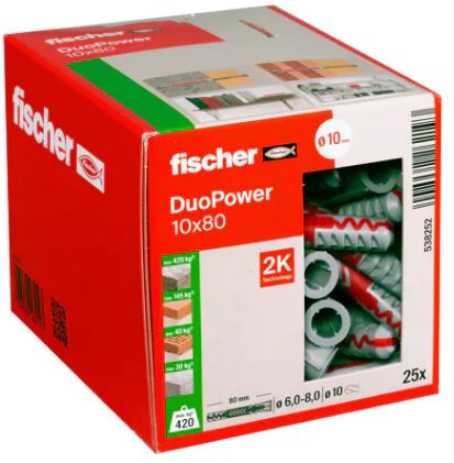 Fischer 538252 DuoPower plugue 10x80 25 peças