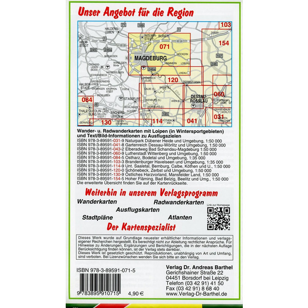 Magdeburg und Umgebung 1 : 50 000. Radwander-und Wanderkarte - Wanderkarte