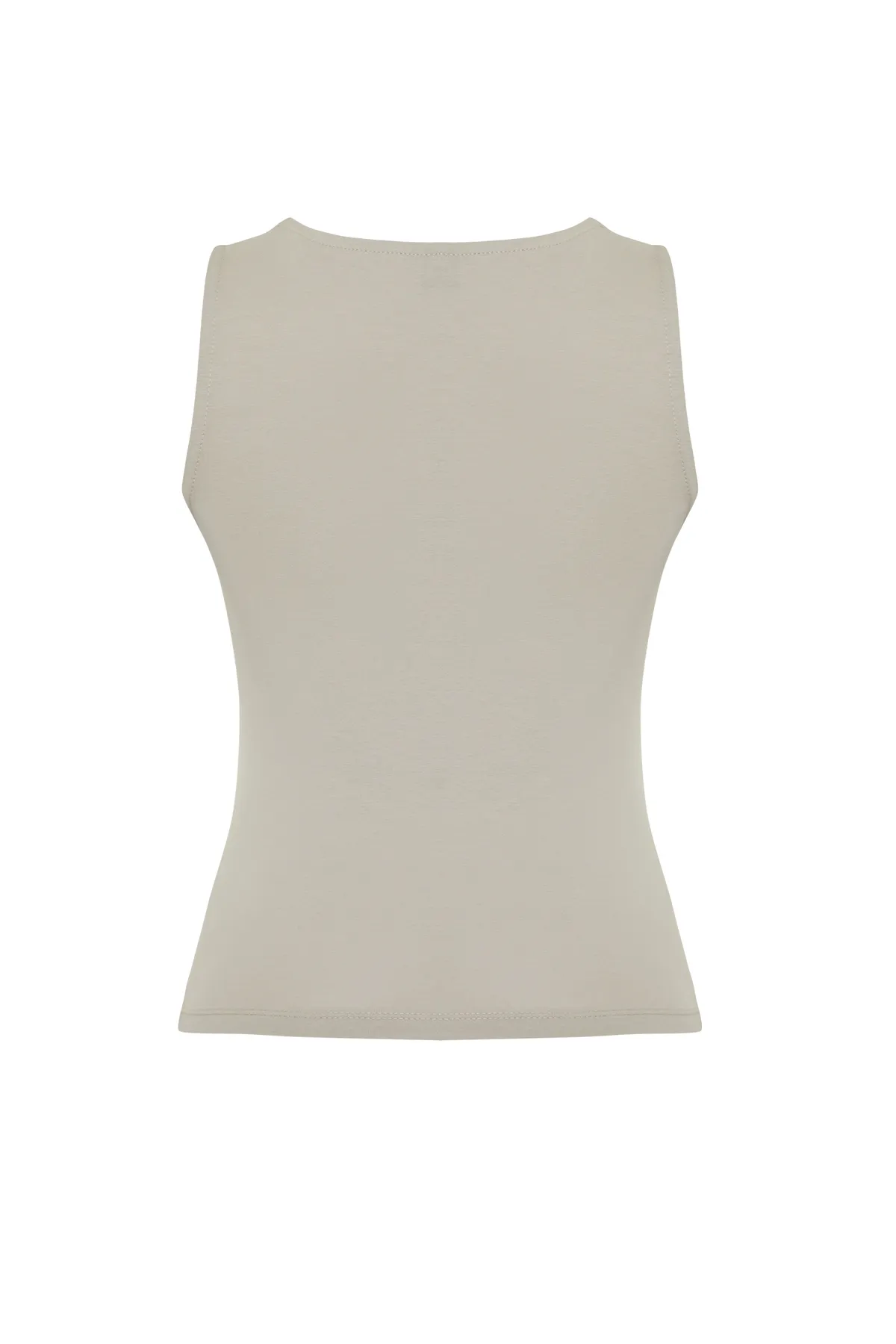 Trendyol Collection  Hellgraue Strickbluse mit Rundhalsausschnitt und Raffung TWOSS24BZ00466
