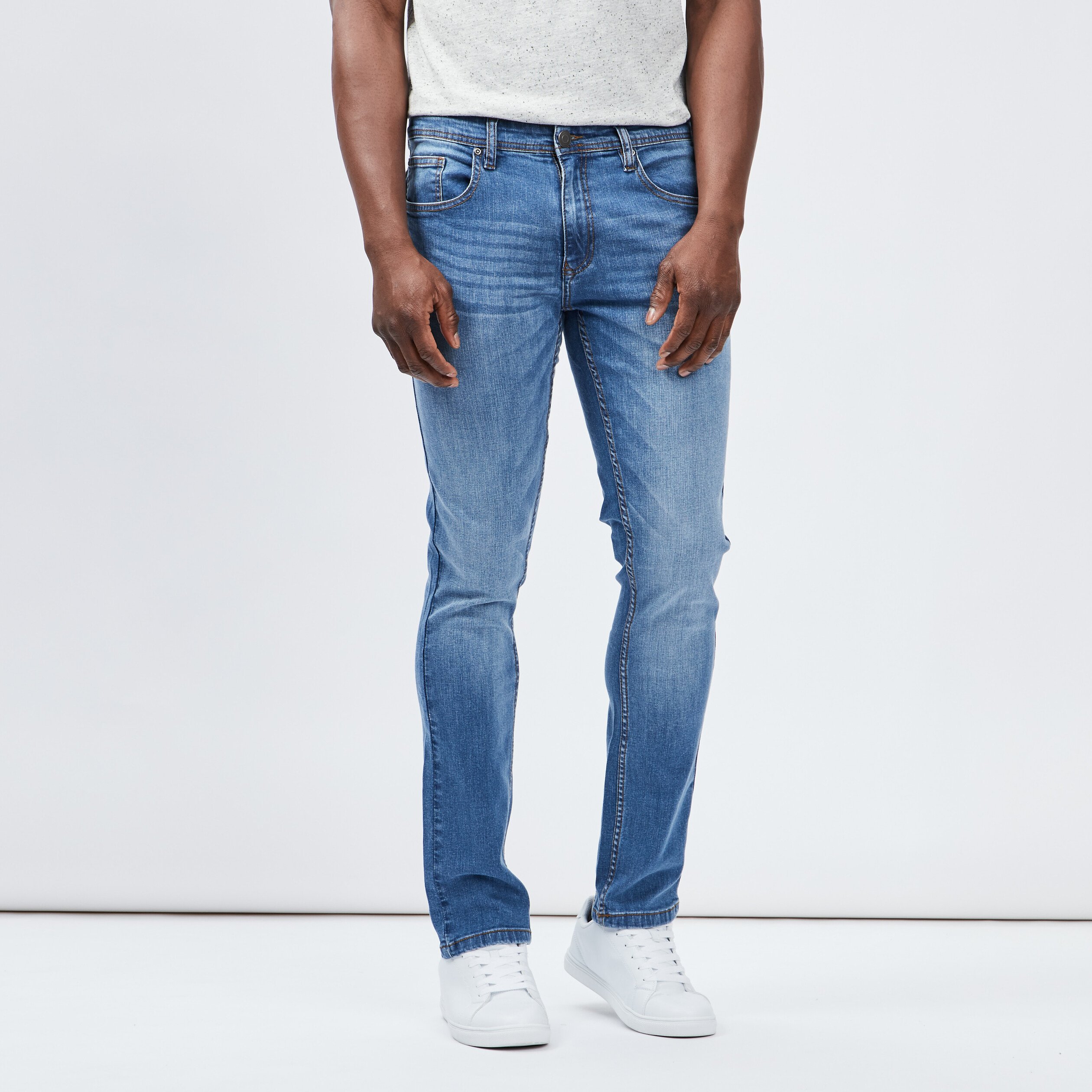 Jeans slim effet usé denim double stone homme | La Halle