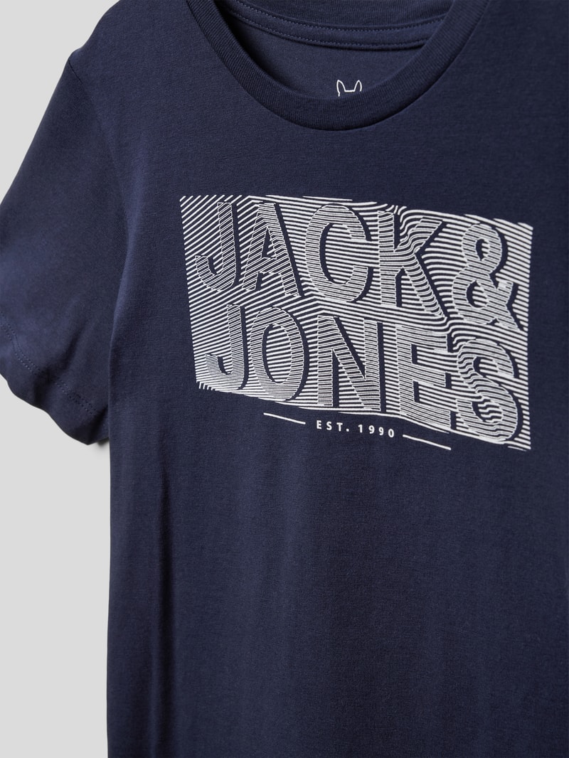 T-Shirt mit Label-Print in marineblau