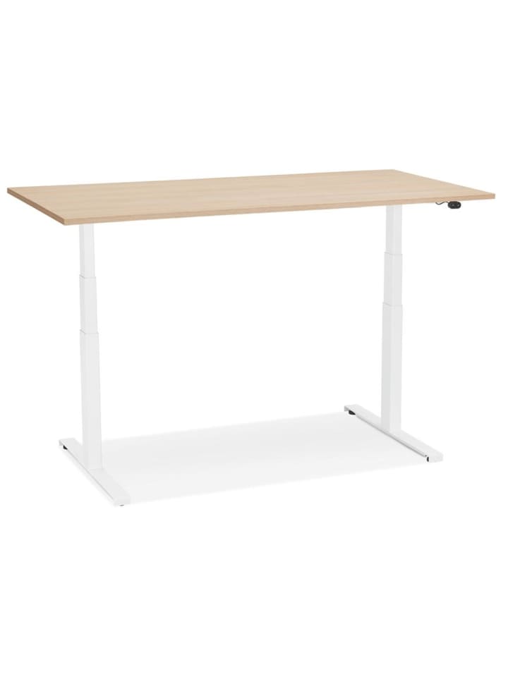 KADIMA DESIGN Schreibtisch 140x70 cm elektrisch höhenverstellbar ergonomisch in Beige-Weiß günstig kaufen