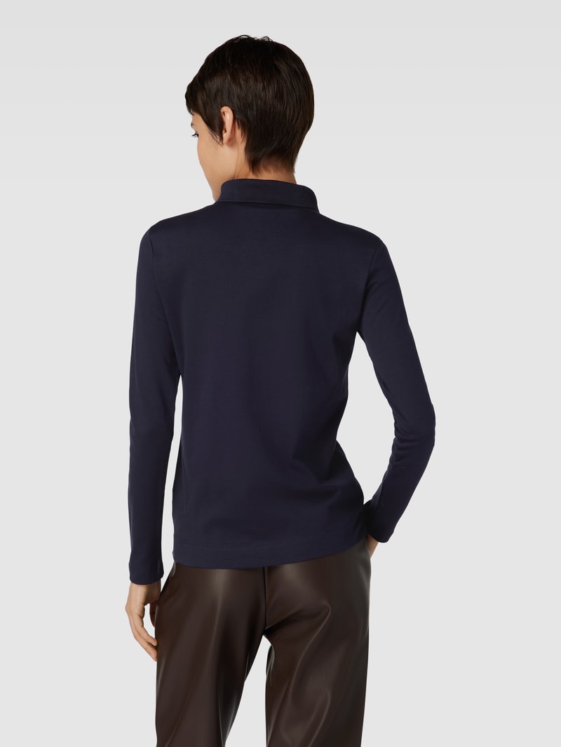 Longsleeve mit Polokragen in dunkelblau