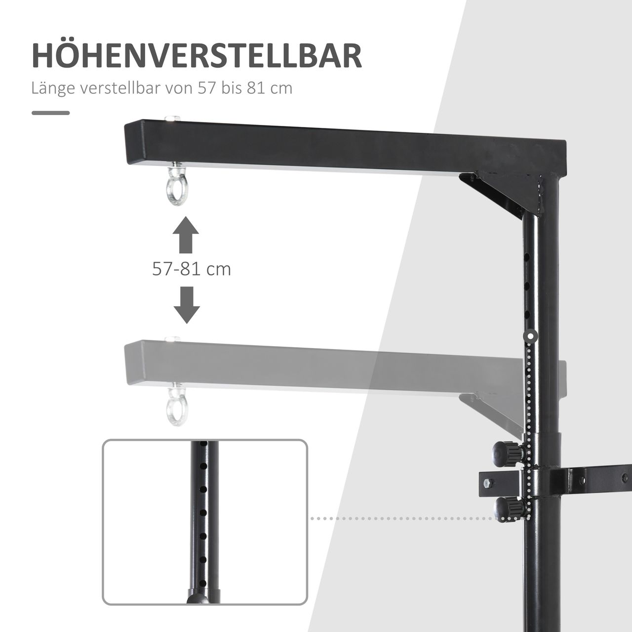 HOMCOM Boxsackhalterung 60-88cm Wandhalterung Boxsack Sandsack Halterung Schwarz