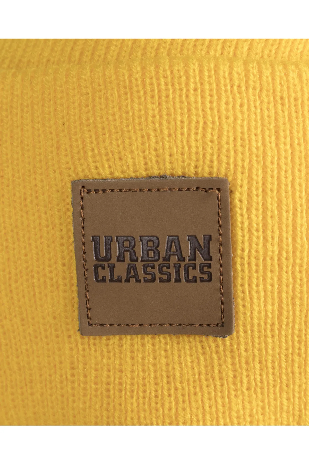 Urban Classics  Unisex Lange Beanie mit Kunstlederpatch