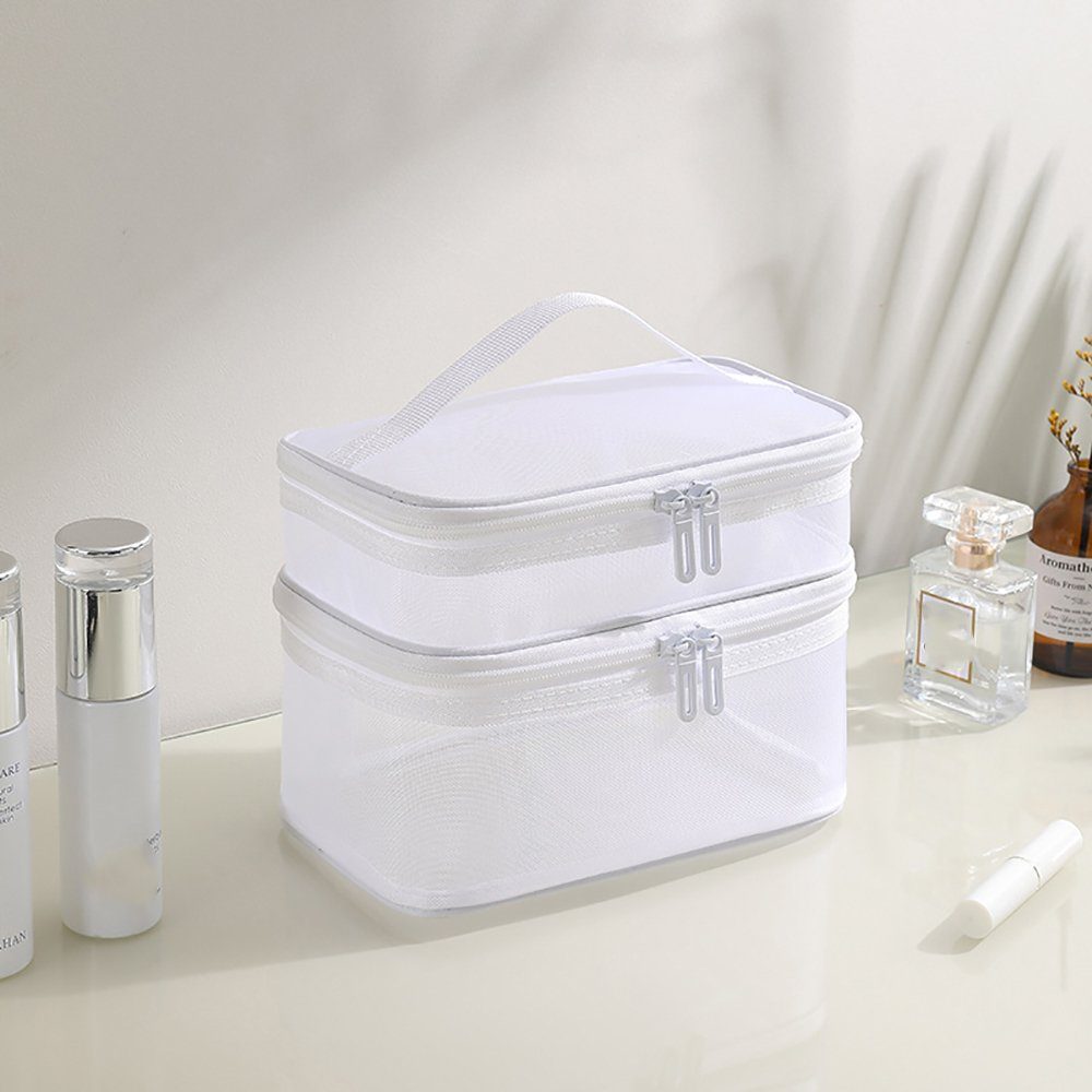 Geborgenheit Kosmetik-Koffer Gittergewebe-Kulturtasche, 1-tlg., transparente, wasserdichte Make-up-Tasche, Toilettenartikel-Organizer-Etui