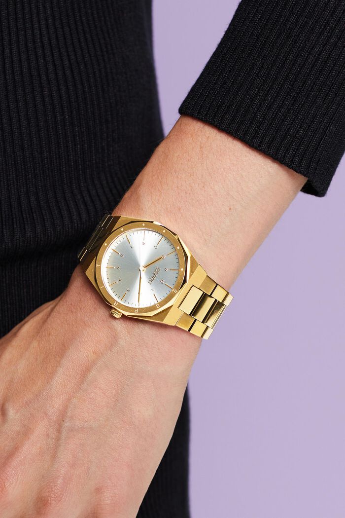 Goldfarbene Armbanduhr aus Edelstahl