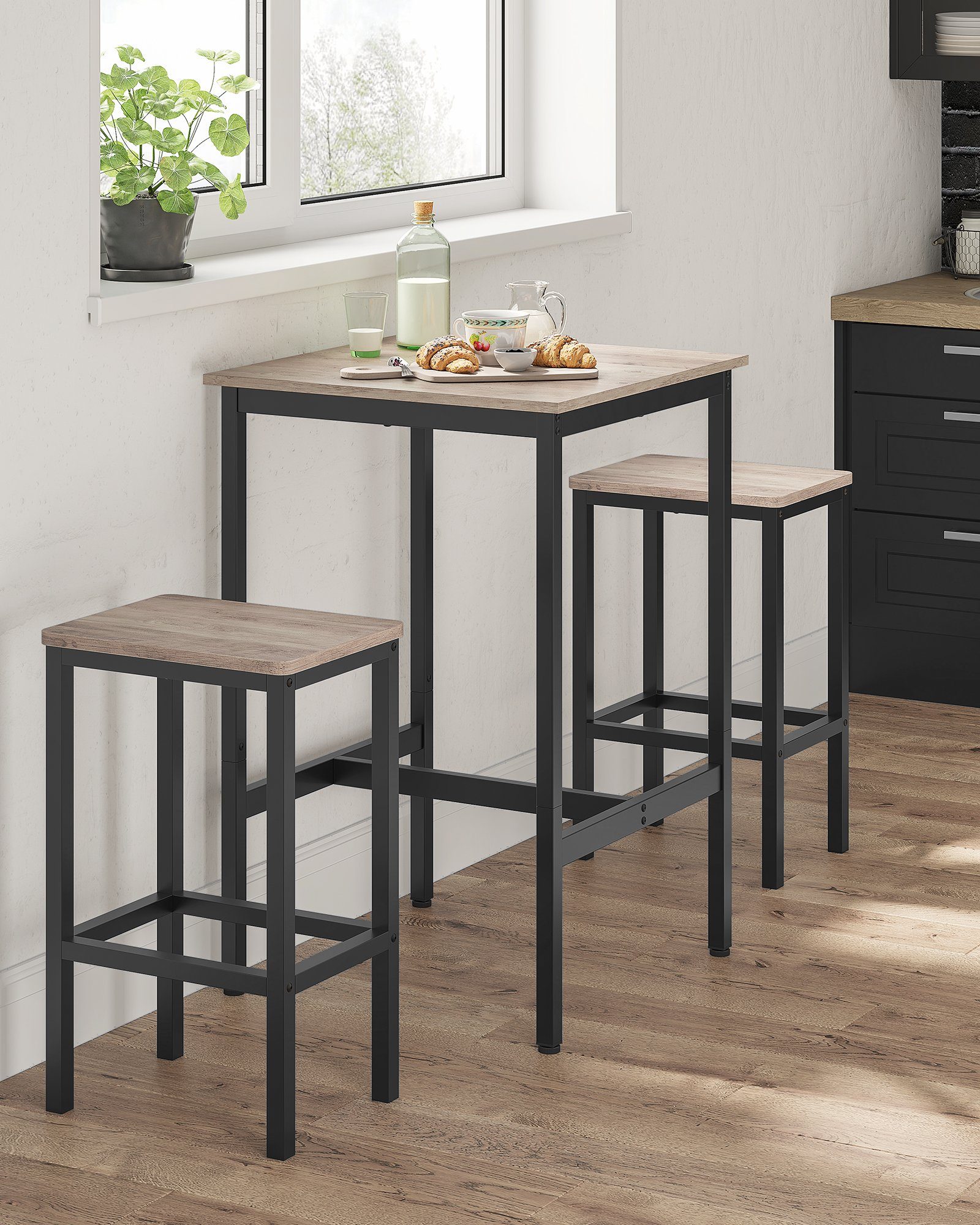 VASAGLE Bartisch Küchentisch, Stehtisch, 60 x 60 x 92 cm