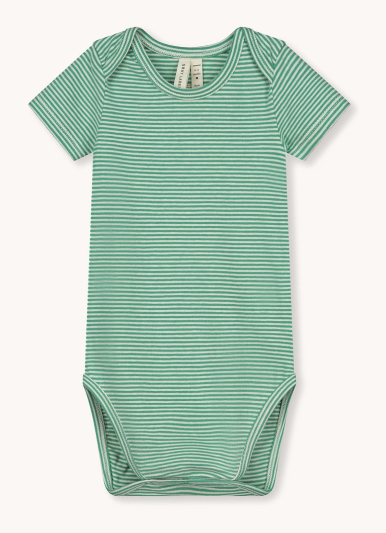 Salopetă din bumbac organic Gray Label cu dungi imprimate