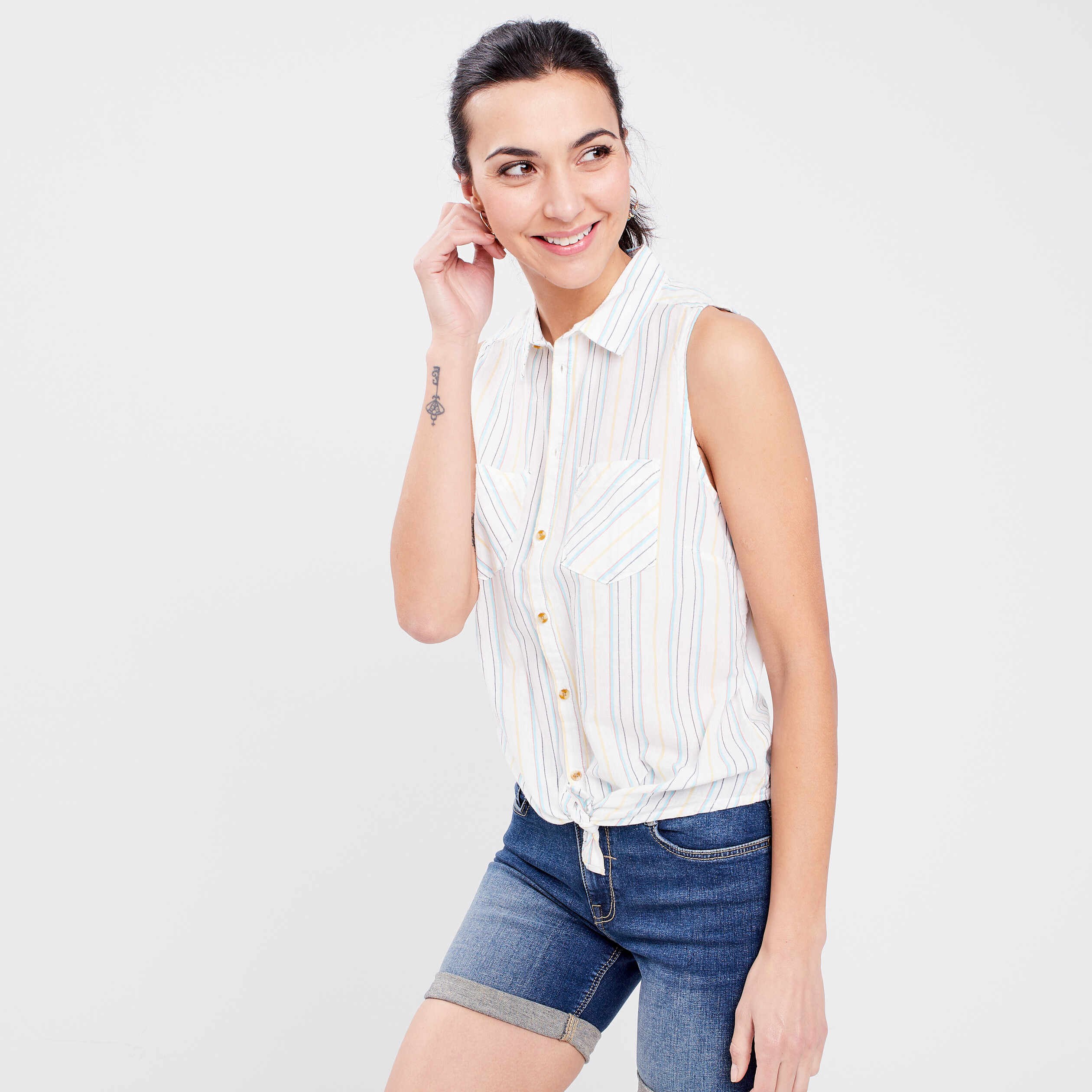Chemise sans manches bleu femme | La Halle