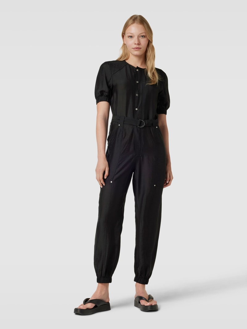 Jumpsuit mit Bindegürtel Modell 'Diretta' in schwarz