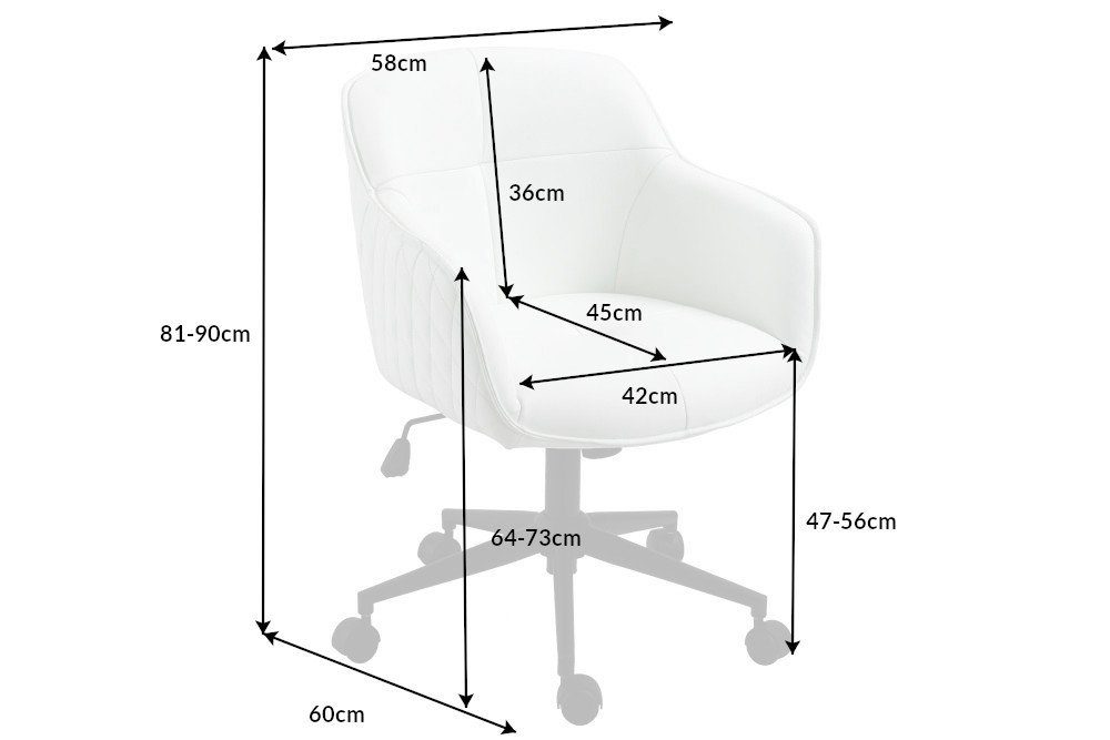 riess-ambiente Drehstuhl EUPHORIA weiß, Büro · Kunstleder · Armlehnen · höhenverstellbar · Home Office