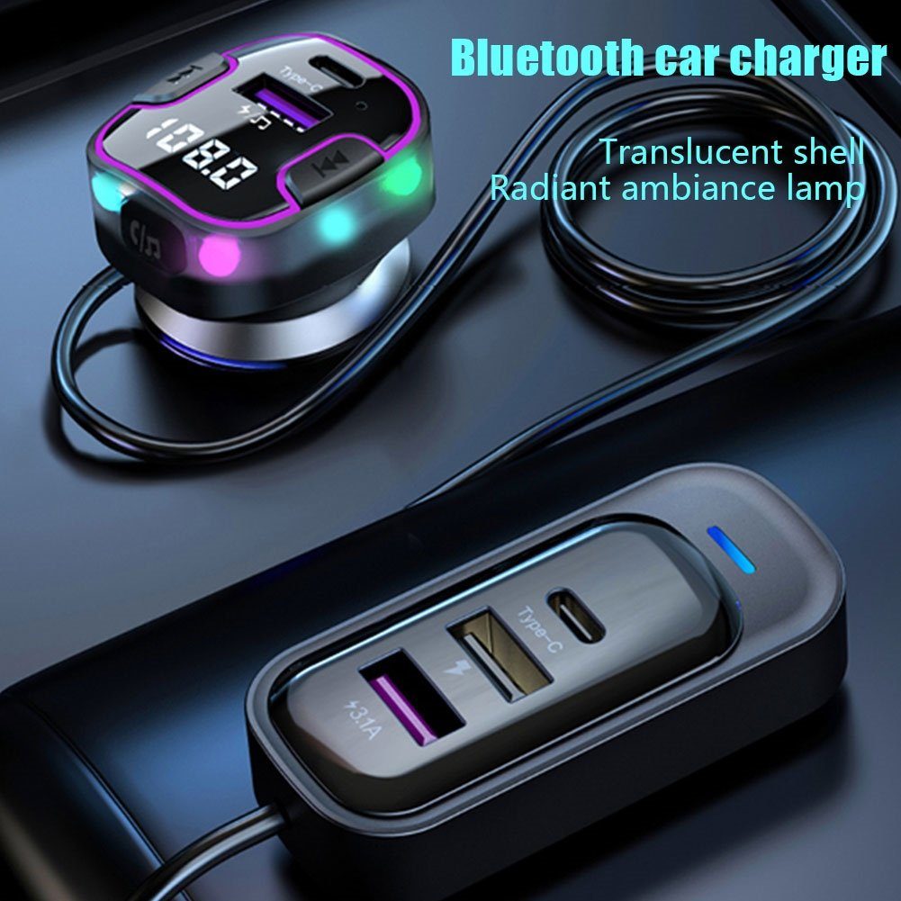DESUO USB C Auto Ladegerät Bluetooth 5.3 Freisprechanlage MP3 USB-Ladegerät Autobatterie-Ladegerät