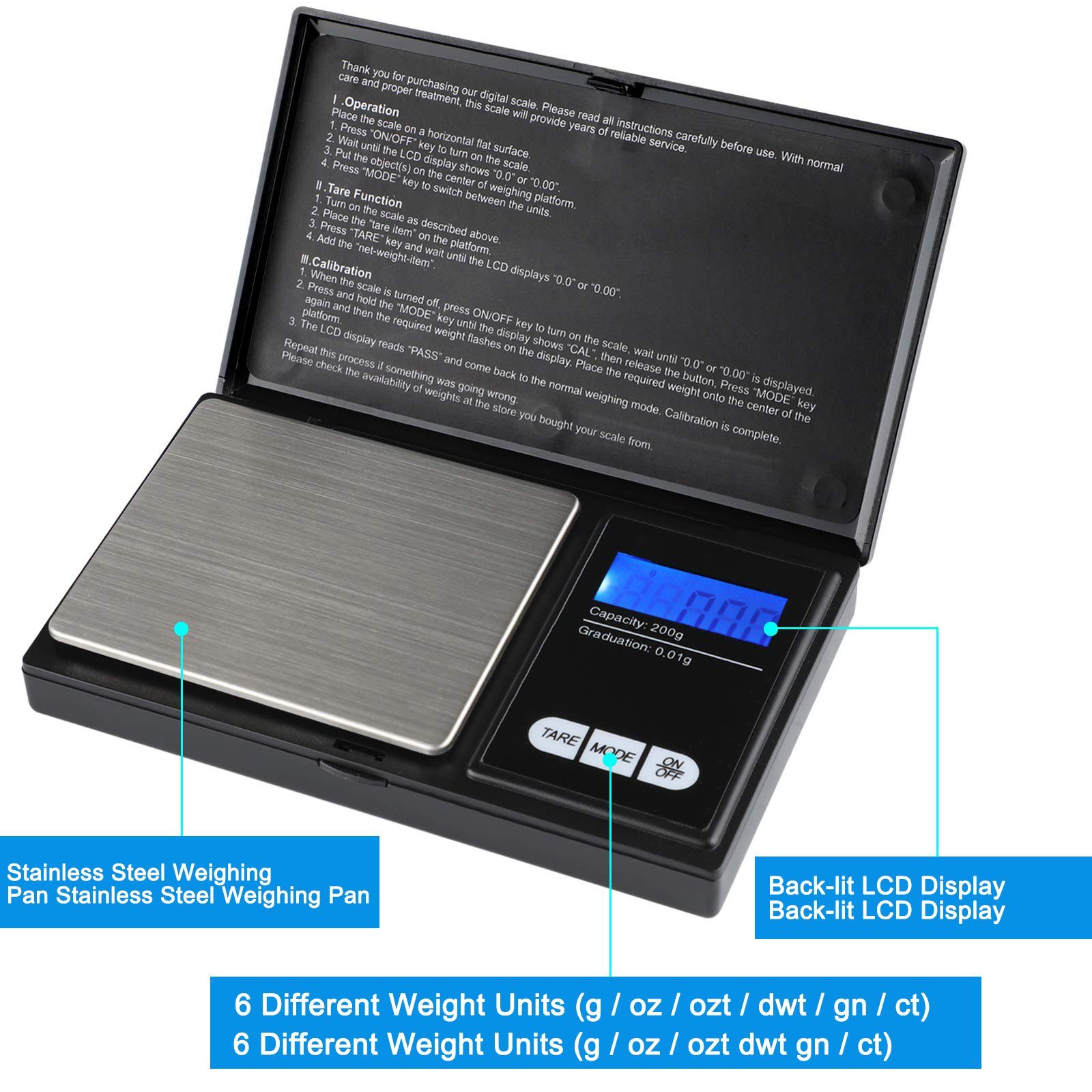 GelldG Küchenwaage Digitale Taschenwaage, Feinwaage Digitalwaage Goldwaage Münzwaage