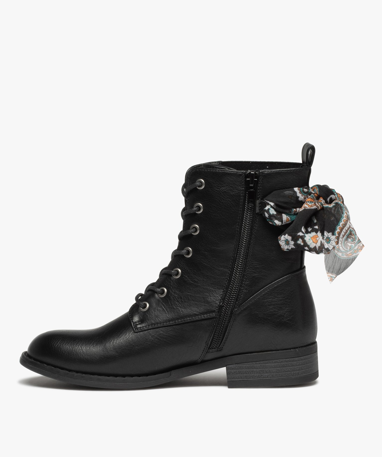 Bottines lacées à foulard noué femme noir | GEMO