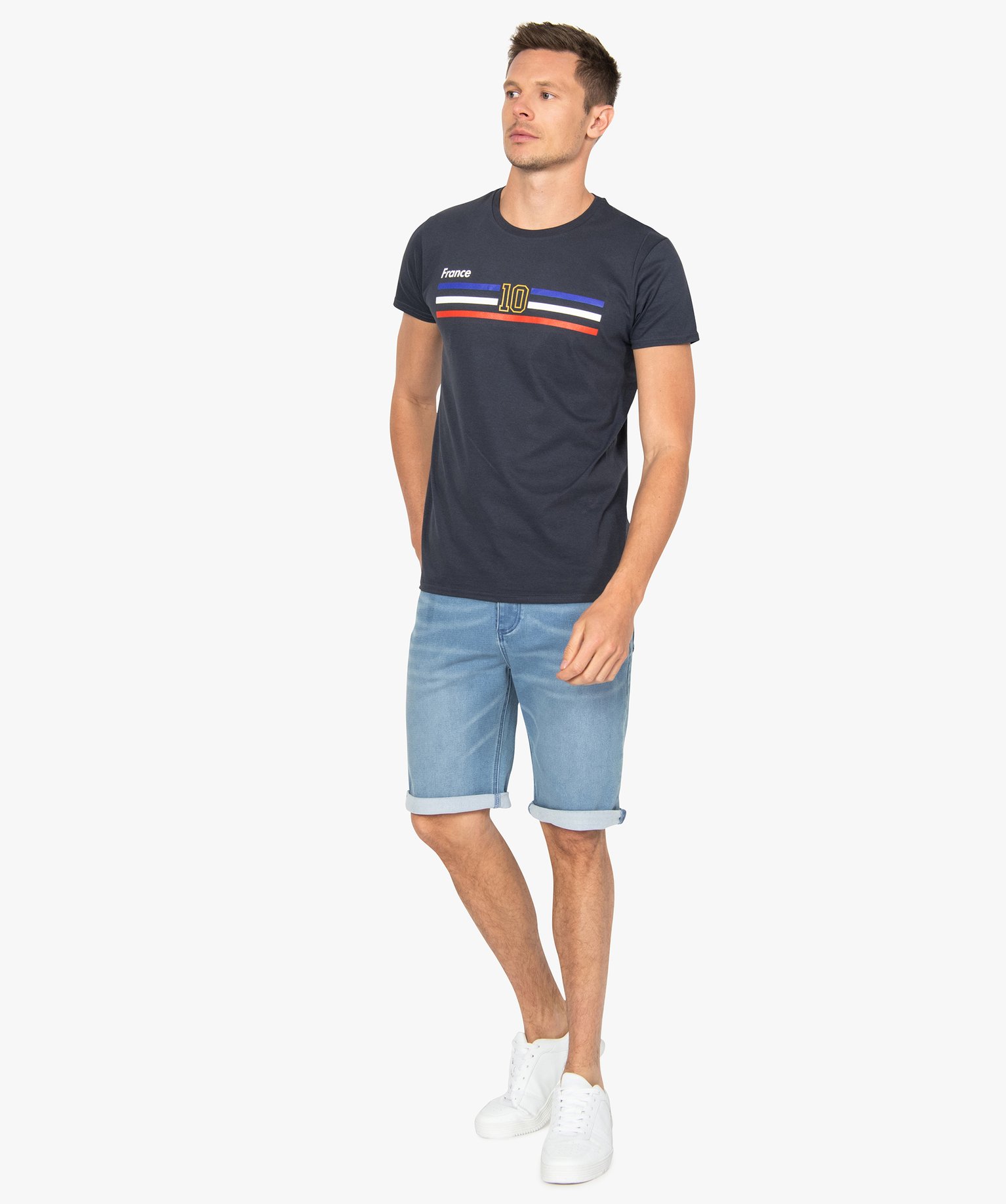 Tee-shirt homme à manches courtes imprimé football gris | GEMO