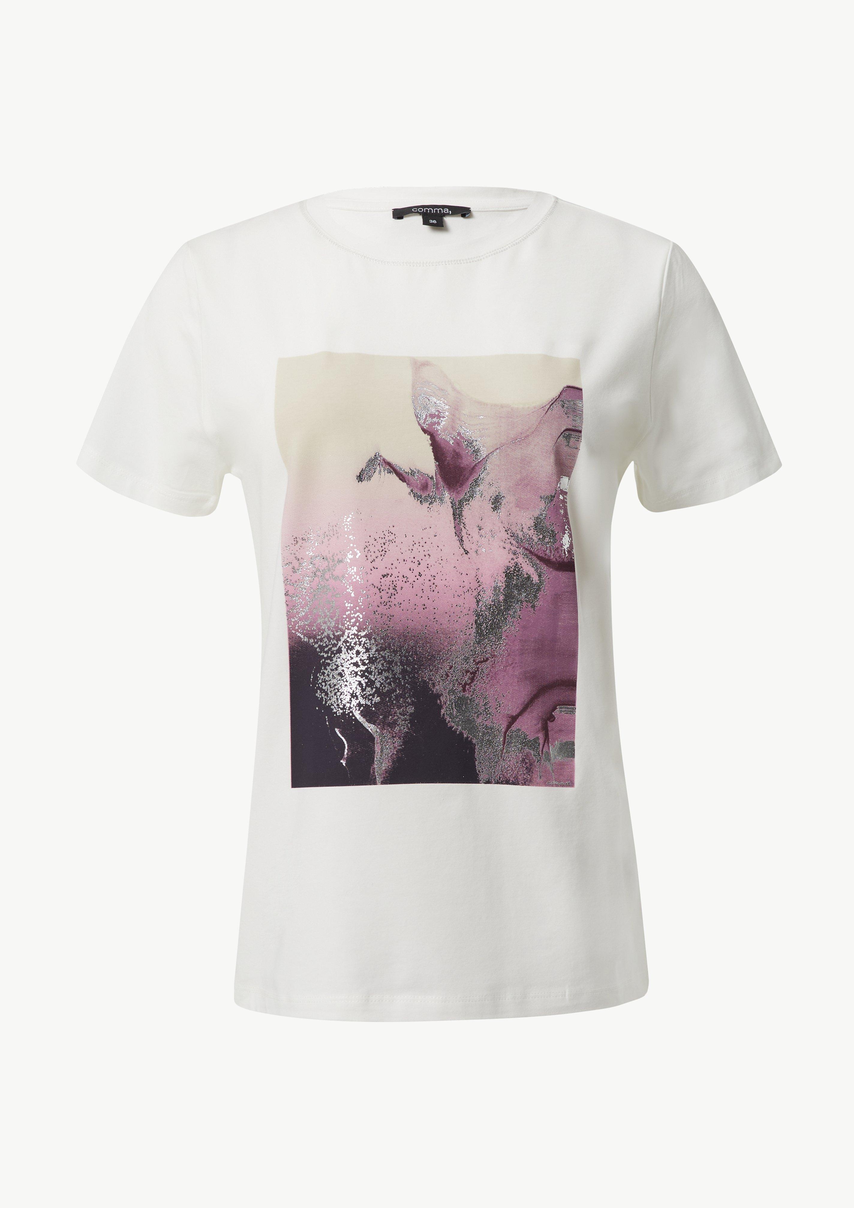 Jersey-Shirt mit Frontprint - weiß