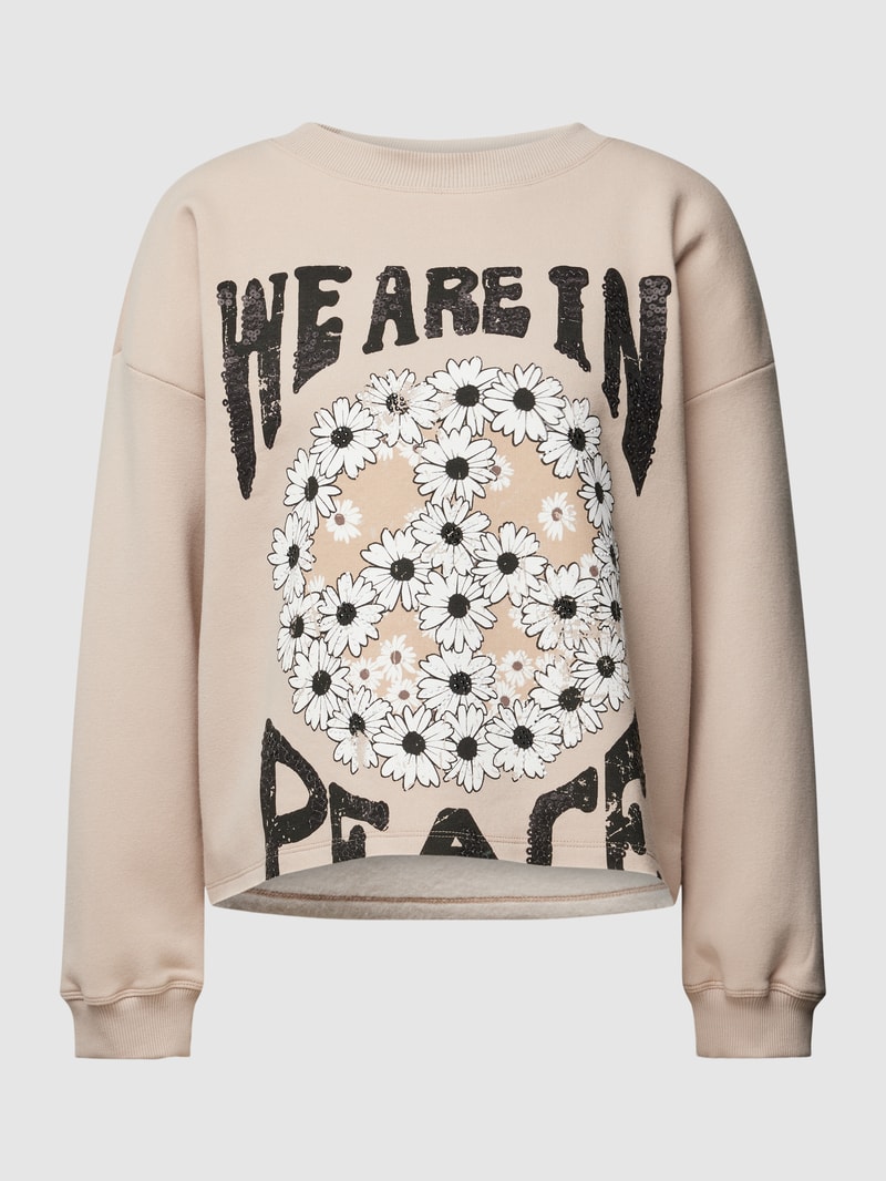 Sweatshirt mit Motiv-Print Modell 'Daisy' in beige