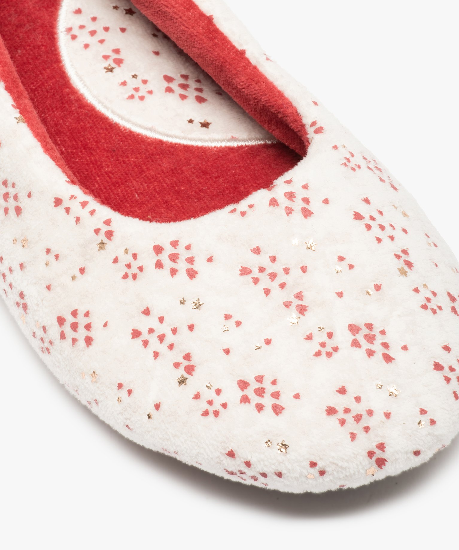 Pantoufles femme ballerines en velours imprimé - Dim beige | GEMO