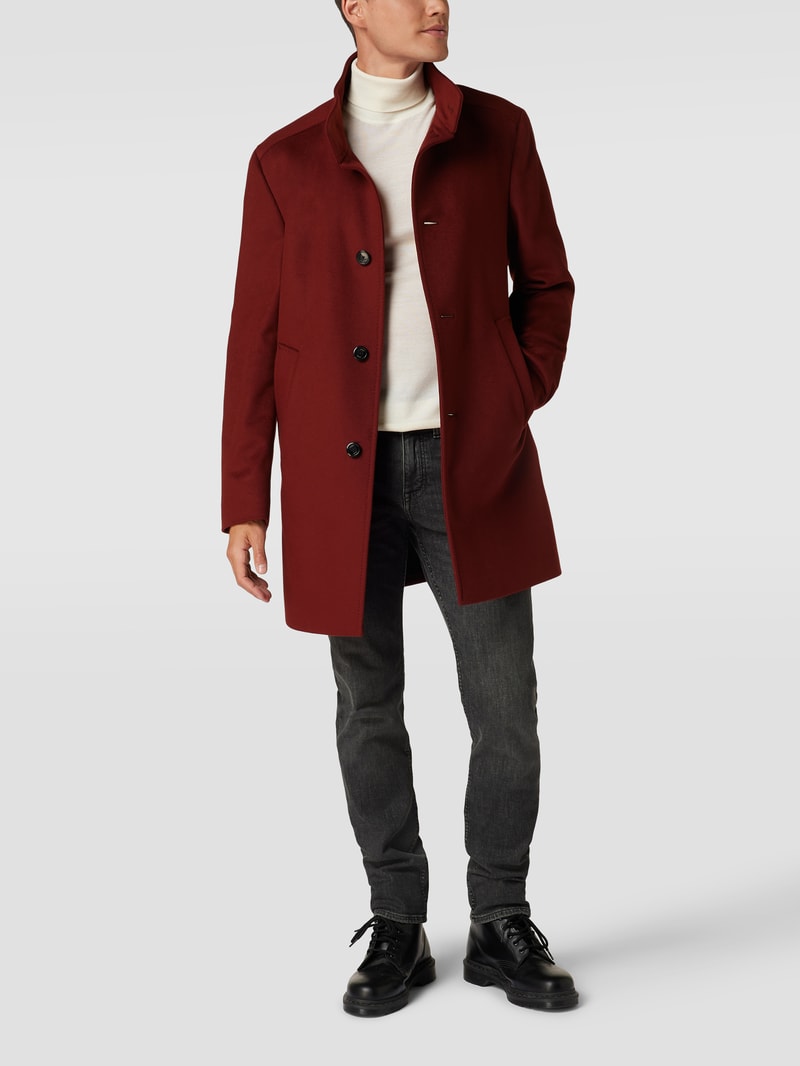 Mantel mit Eingrifftaschen Modell 'Maron' in bordeaux rot