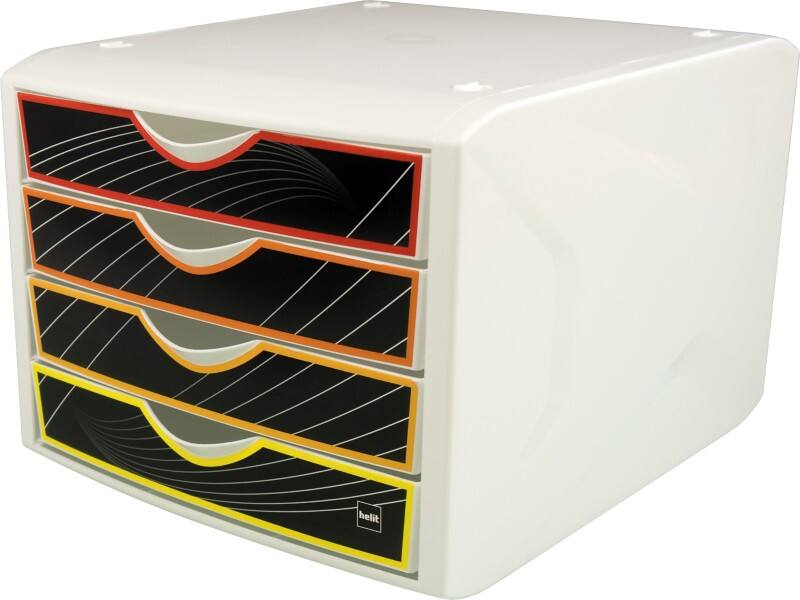 helit Schubladenbox H6129569 Mehrfarbig, Weiß 4 Schübe 26,2 cm