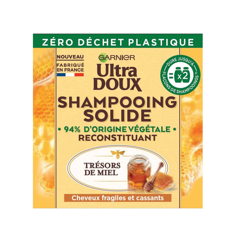 garnier Ultra Doux Miel Shampooing solide reconstituant au Mielet à la Cire d'abeille