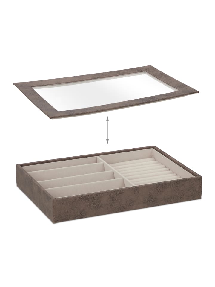 relaxdays Schmuckkästchen in Braun - (B)30 x (H)5 x (T)21 cm günstig kaufen onesize