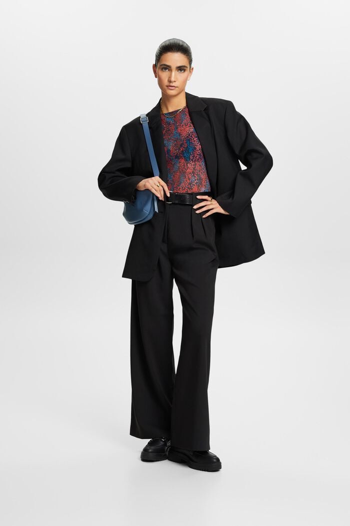 Plissiertes Mesh-Top mit Muster