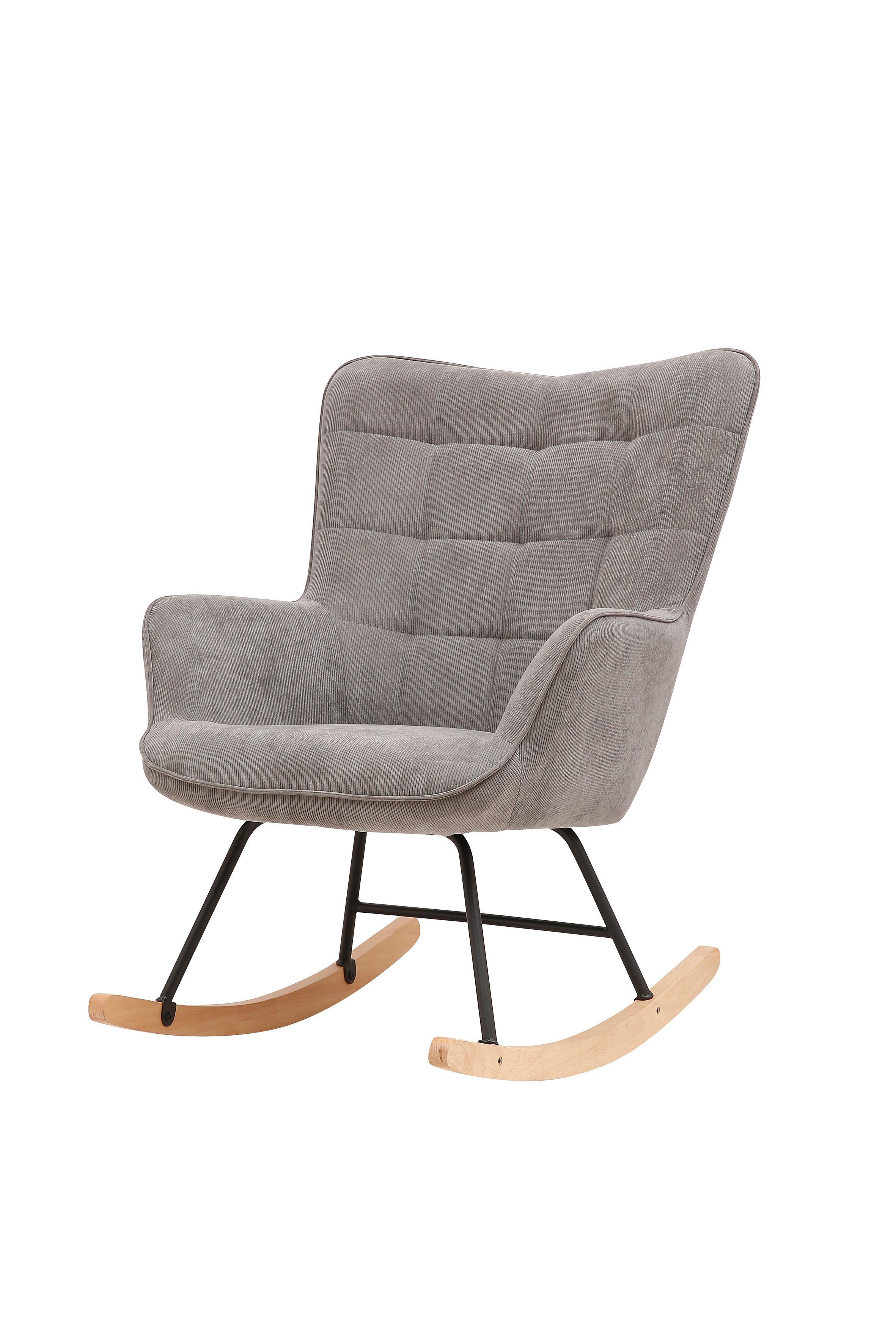 Homexperts Schaukelstuhl ROCKY *, Webstoff Cord Grau, B72xT92xH92cm