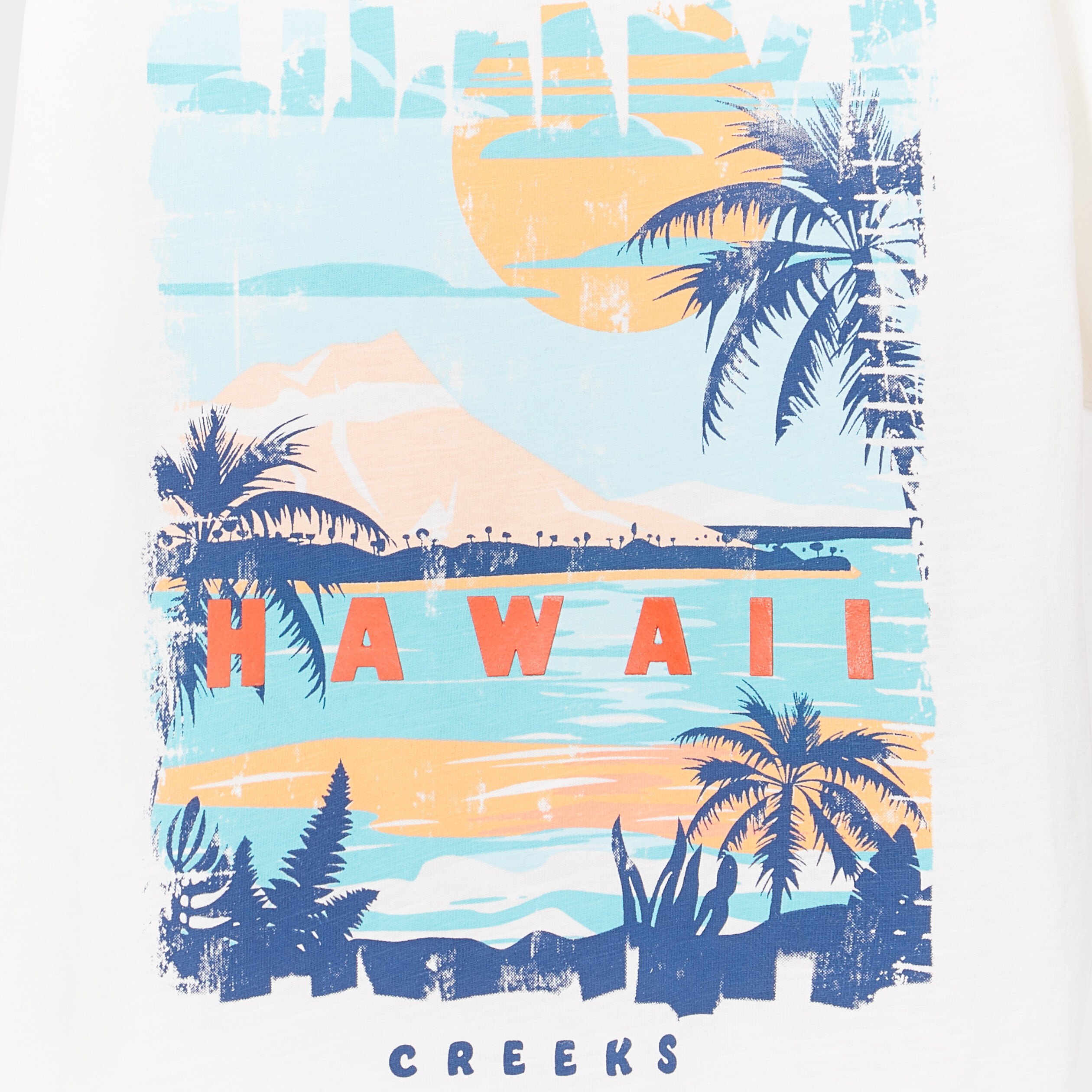 T-shirt manches courtes coton Creeks ecru garçon | La Halle