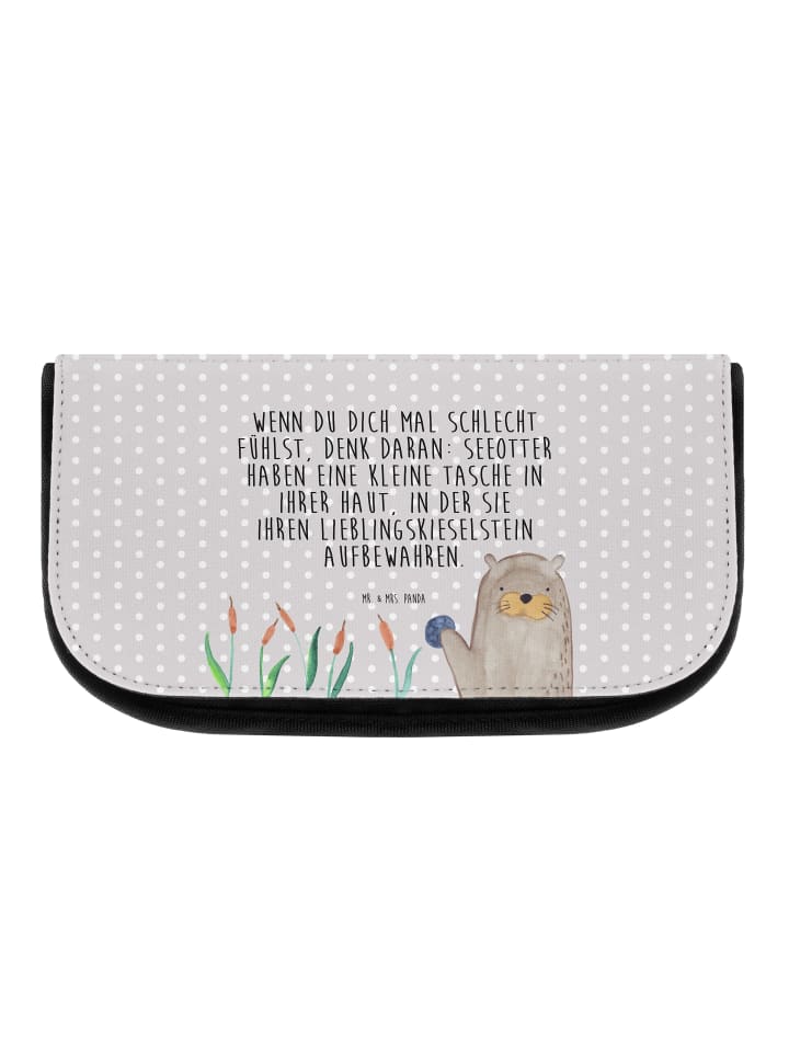 Mr. & Mrs. Panda Kosmetiktasche Otter Stein mit Spruch in Grau Pastell günstig kaufen onesize