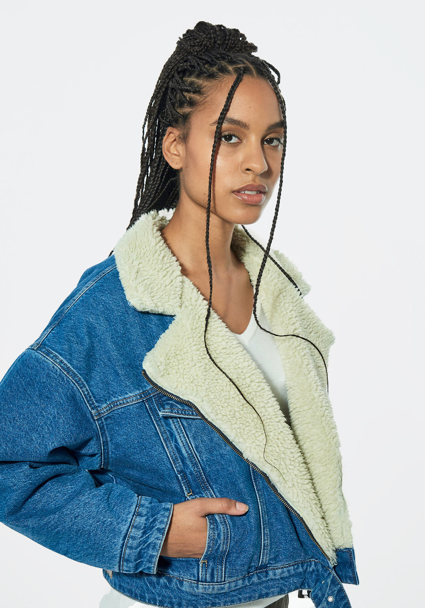 EMA    Veste en jean et sherpa Femme en 100% coton