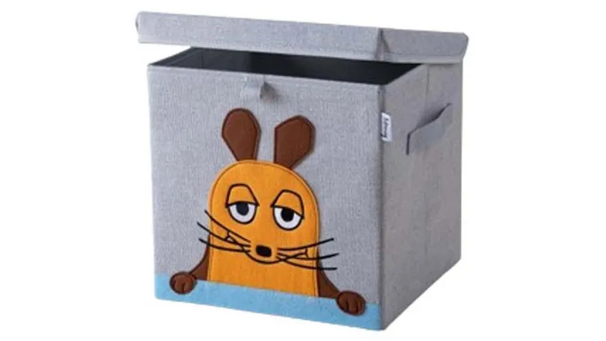 Lifeney Aufbewahrungsbox mit Deckel Die Maus 30x30x30cm blau, grau, orange