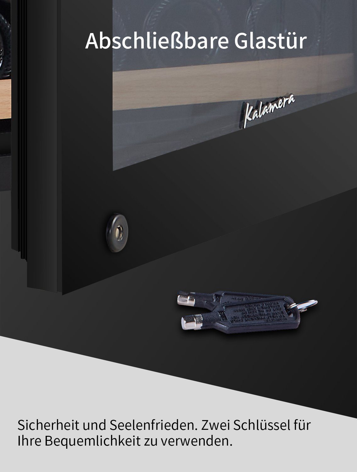 kalamera Weinkühlschrank KRC-120BFG, für 45 Standardflaschen á 0,75l,2 Zonen