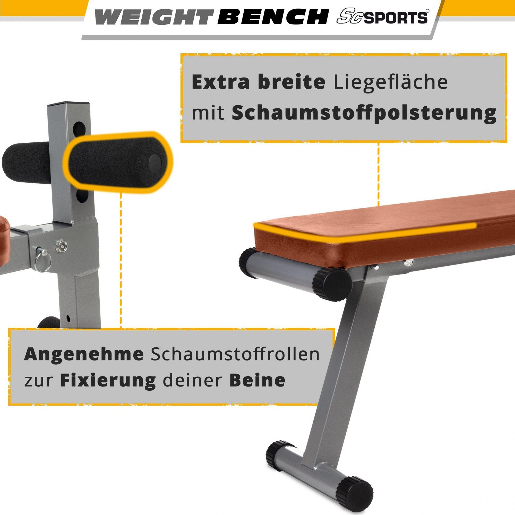 ScSPORTS® Hantelbank Sit Up Bank Bauchtrainer Verstellbar bis 120kg Klappbar