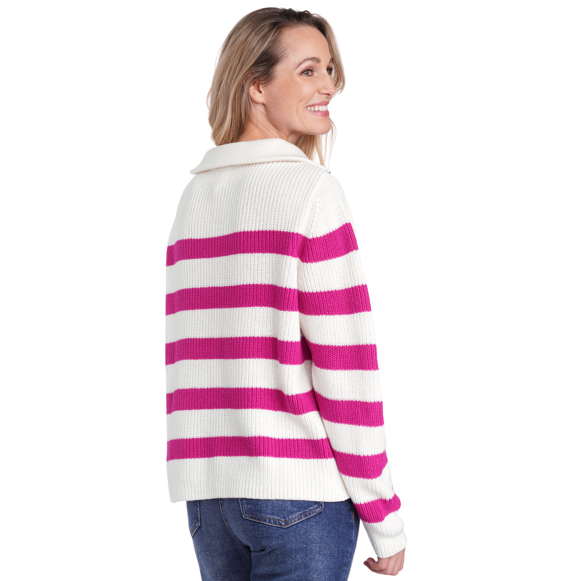 Damen Strickpullover mit Troyerkragen