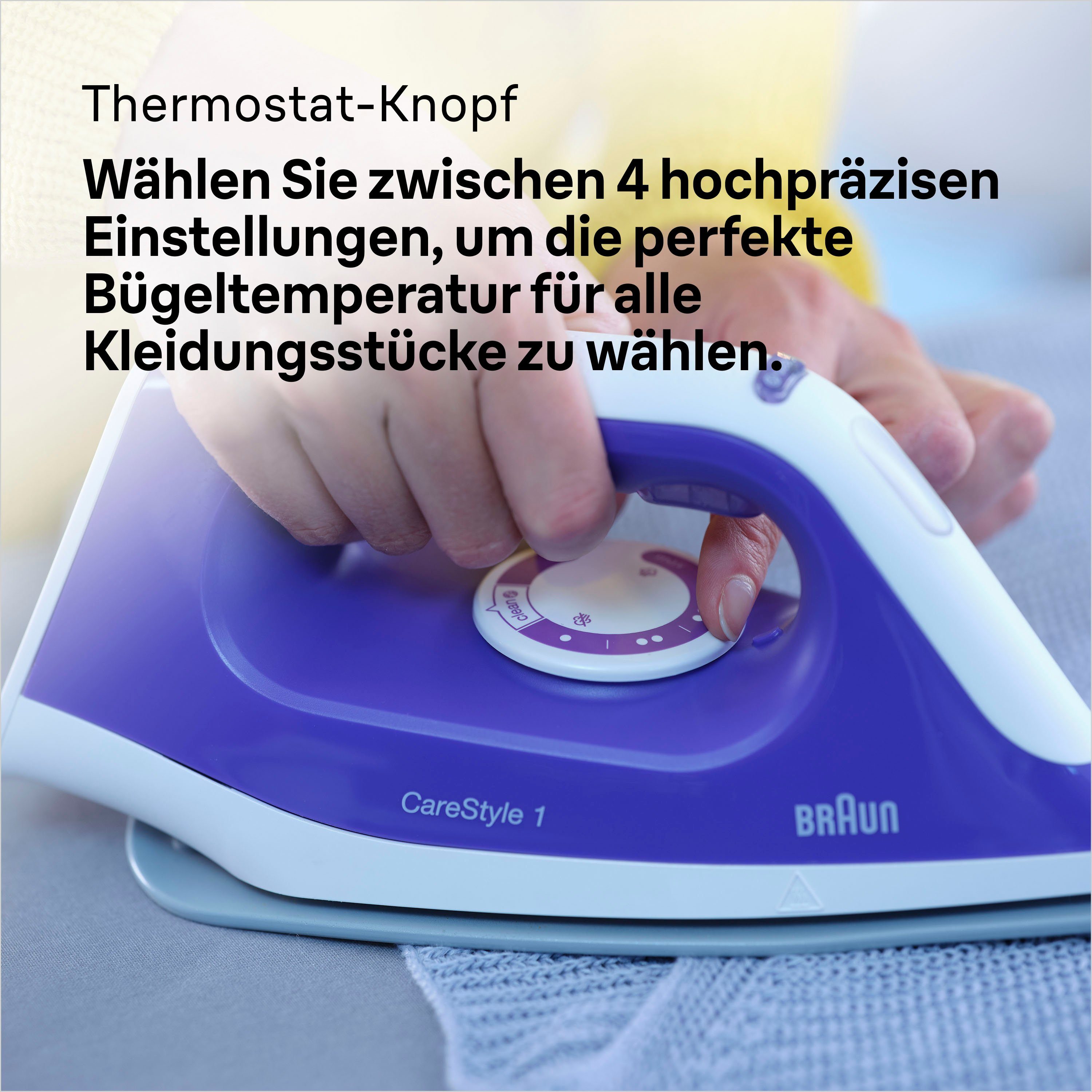 Braun Dampfbügelstation CareStyle 1 IS1014VI Dampfbügelstation, Weiß/Violett, 1500 ml Wassertank