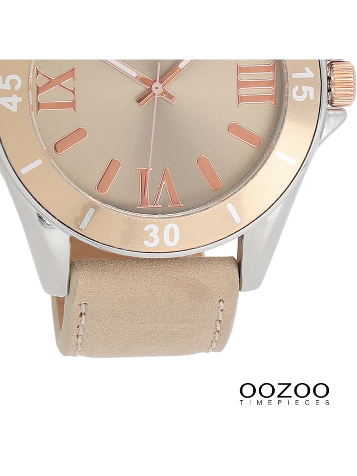Oozoo Analog-Armbanduhr Oozoo Vintage Series beige, rosa groß (ca. 45mm) günstig kaufen onesize