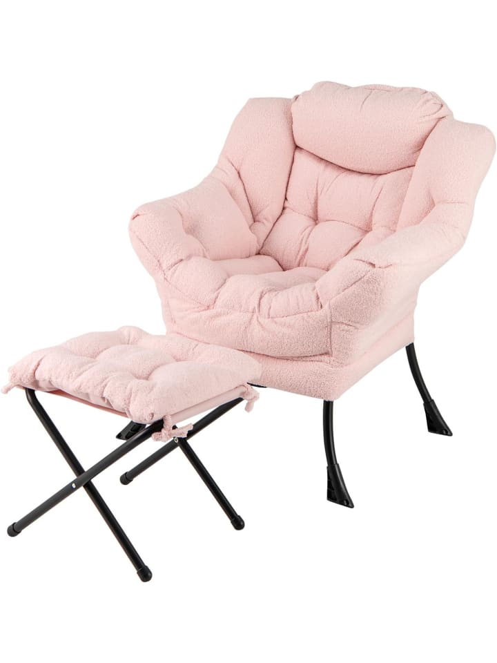 COSTWAY Sessel mit Hocker in Rosa günstig kaufen onesize