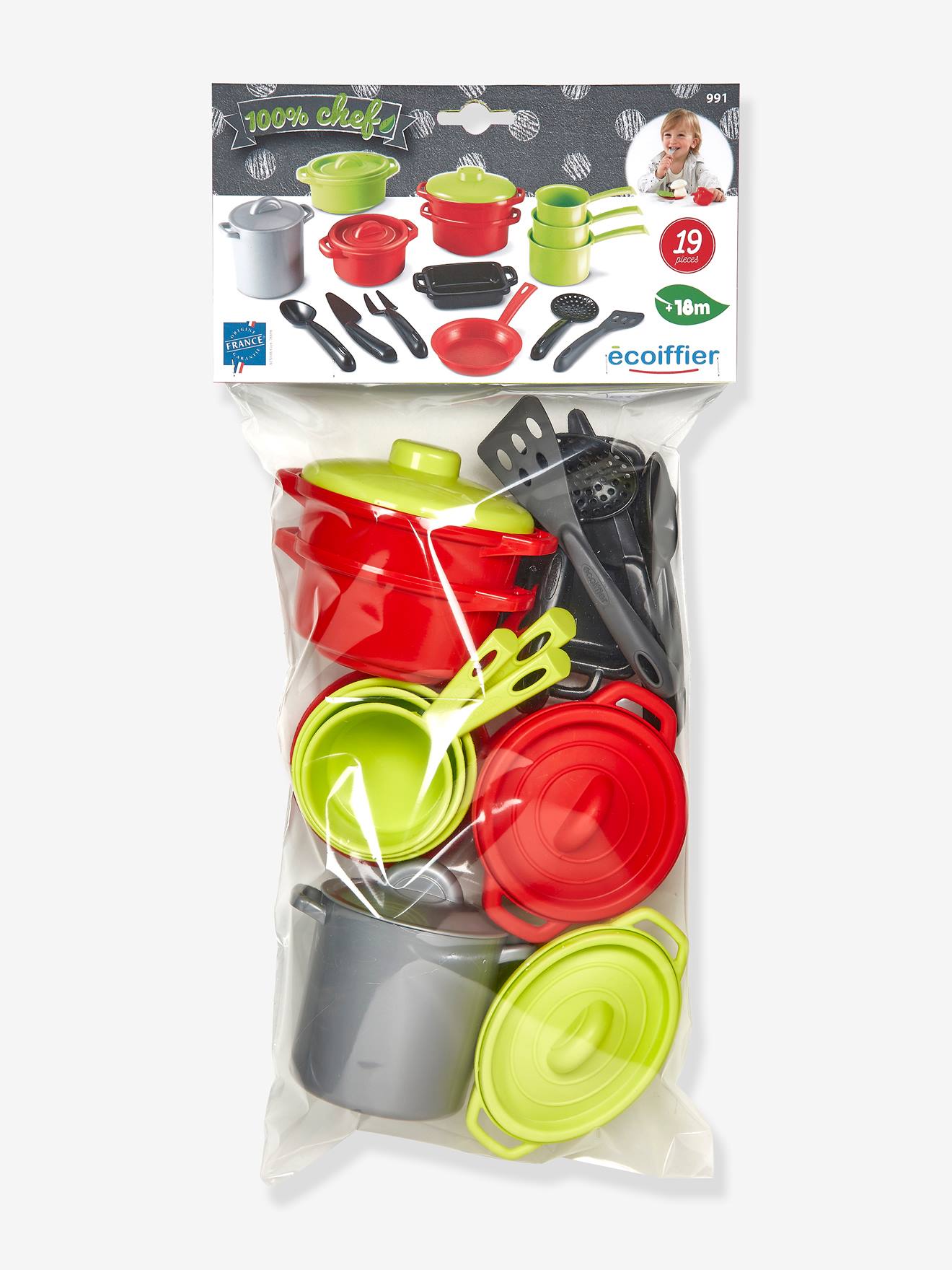 Ecoiffier Kinder Kochtopf-Set ECOIFFIER, 19 Teile - grün