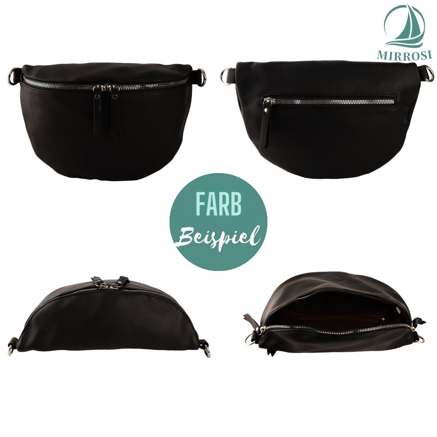 MIRROSI Bauchtasche Damen Taschen, Umhängetasche, Brusttasche, 26x18x9cm Veganes Leder (Schultertasche für jeden Anlass), Crossbody Bag, Bohemian gemusterten& verstellbaren Schulterriemen