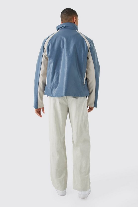 Kastige PU Moto-Steppjacke