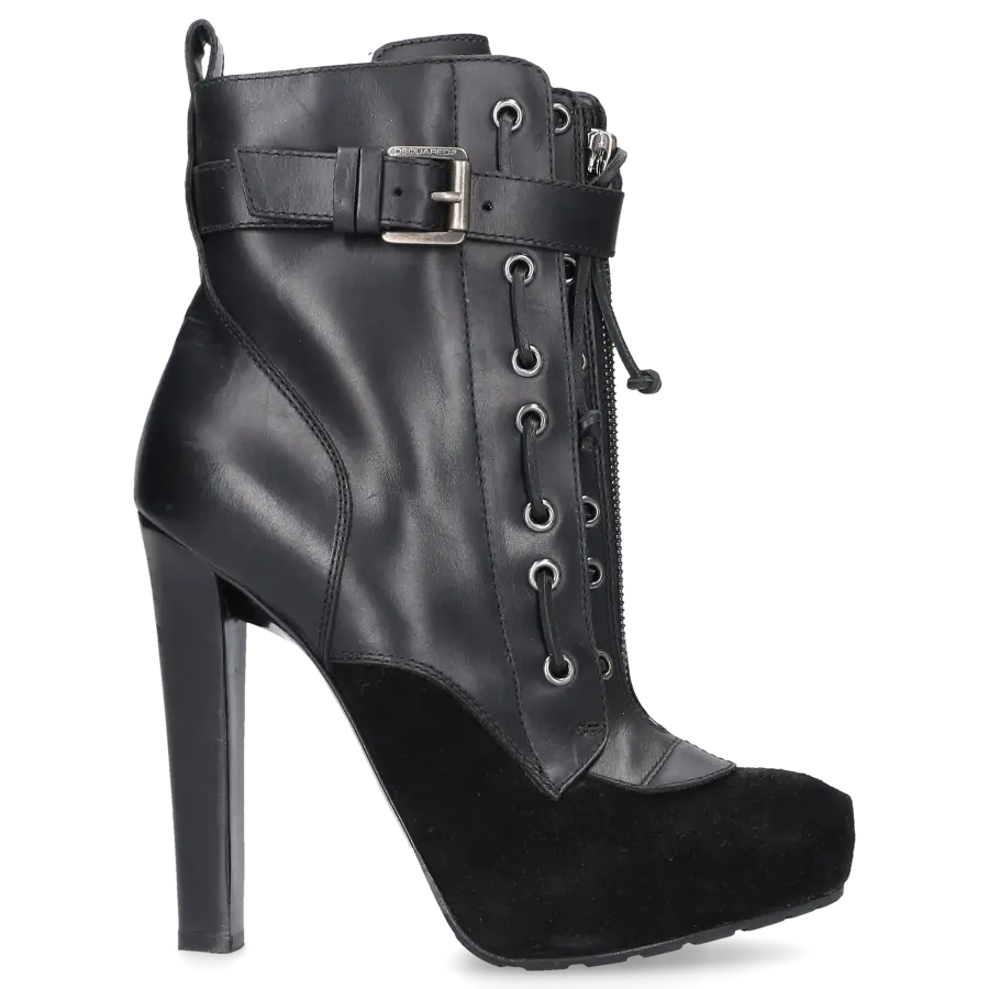 Dsquared2 - Stiefeletten Glattleder Kalbsleder Veloursleder schwarz - schwarz
