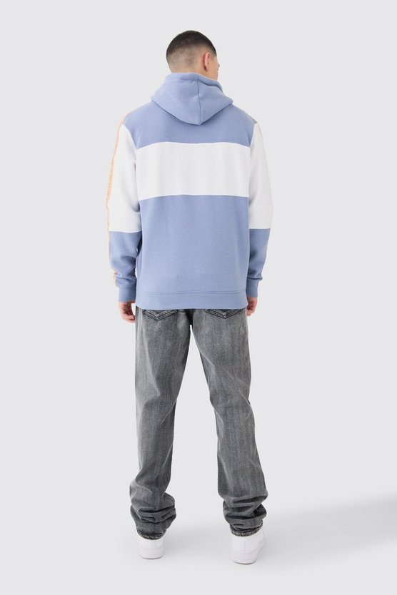 Colorblock Hoodie mit Man-Streifen