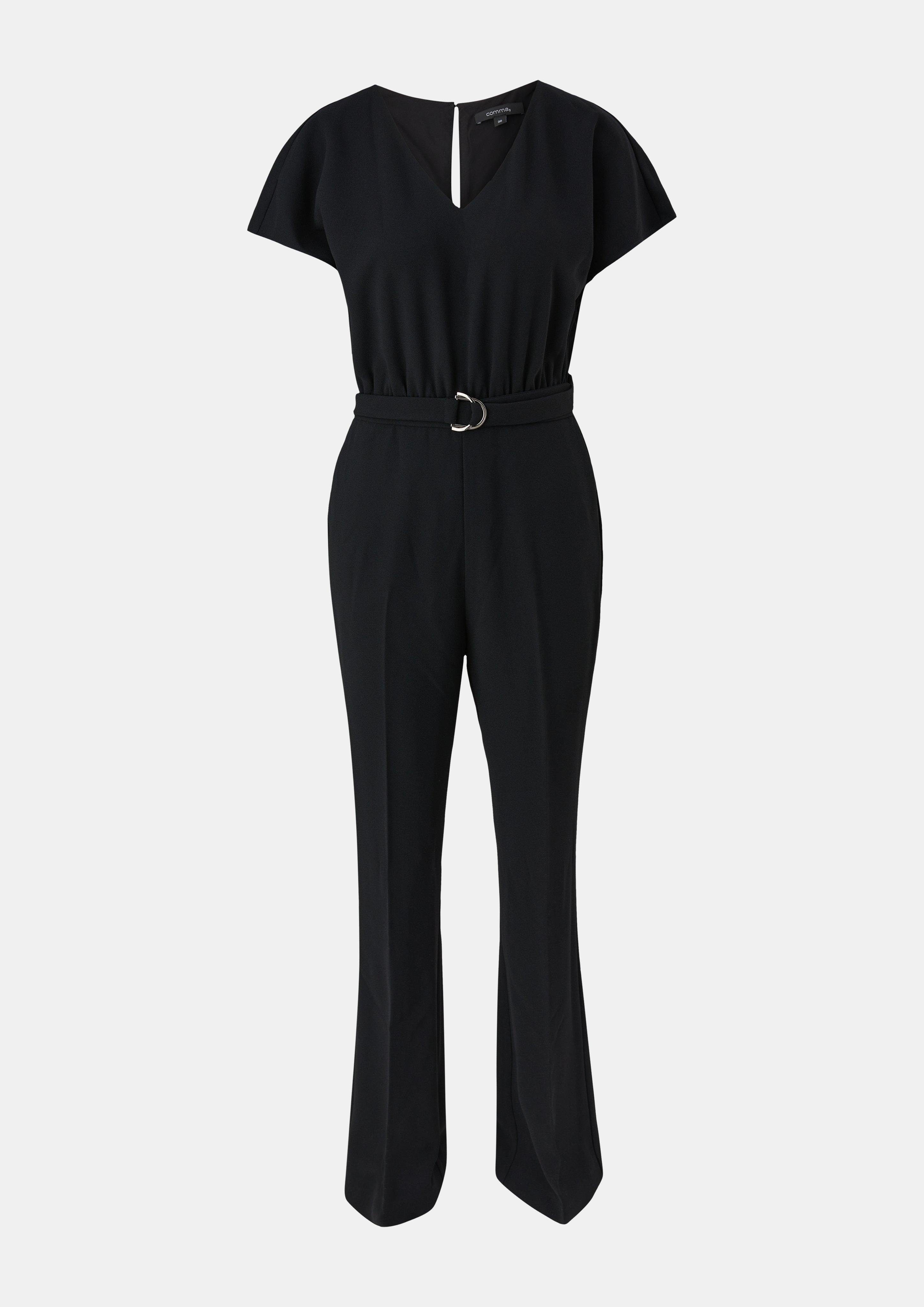 Comma Overall Crêpe-Overall mit Flared Leg Raffung