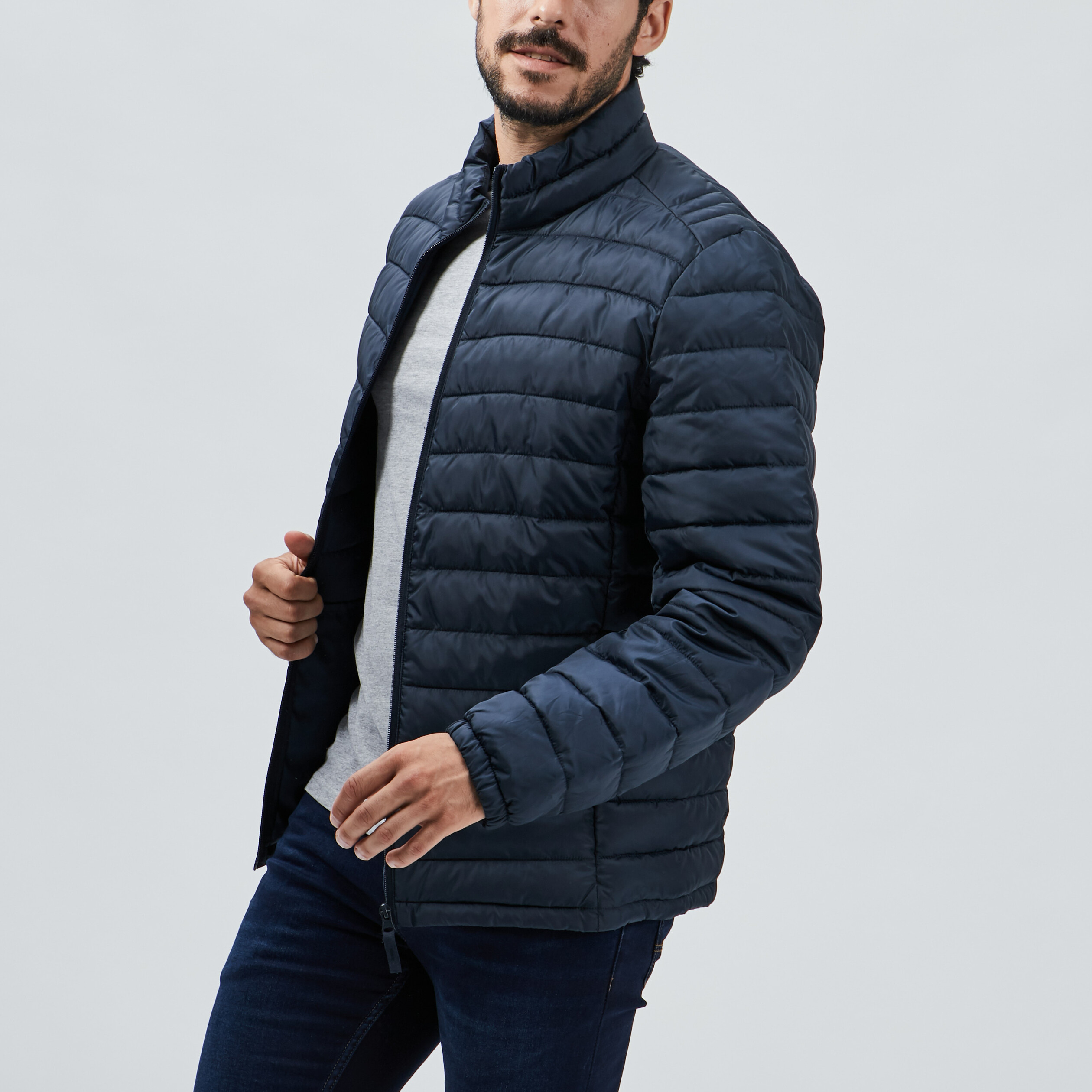 Doudoune légère droite zippée bleu marine homme | La Halle