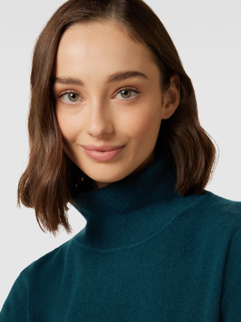 Kaschmirpullover in melierter Optik in petrol