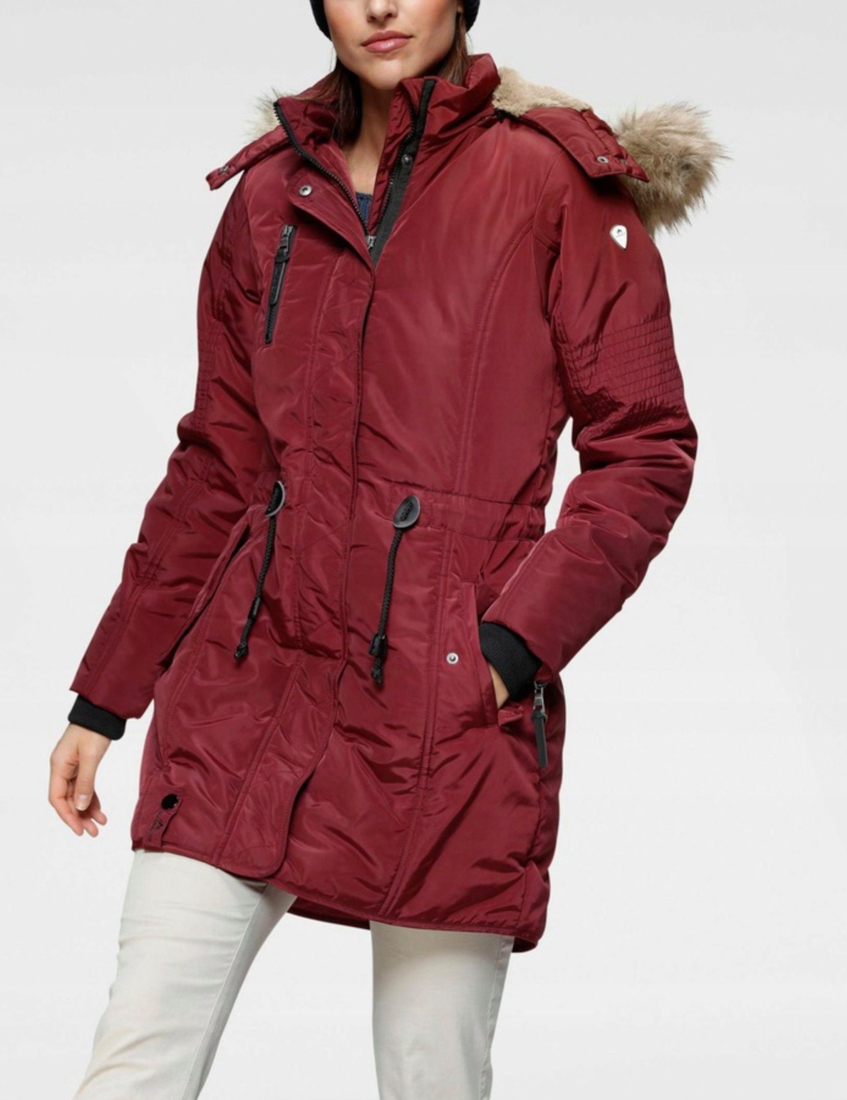 Keskin Collection Parka Damen Winter Mantel Kunstfell Kapuze warm Kunstfellfutter Parka Jacke (mit abtrennbarer Kapuze) Mit Kapuze, Abnehmbarer Kunstfell an der Kapuze, Innen Teddyfell